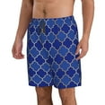 thumbnail image 2 of Bixox Men's Blue Gold Grid Lantern Shapes printing Casual Classic Fit Short Summer Beach Shorts, 2 of 6
