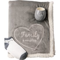 Pavilion Gift Company - Family - 42" x 50" Sherpa Lined, Royal Plush Blanket Gift Set