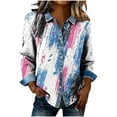 thumbnail image 2 of Xuyuer Women Button Down Shirts Long Sleeve Lapel Stain Shield Dress Shirts Slim Dots fit Work Blouses Office Business Tops, 2 of 5