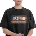 thumbnail image 4 of USPEED Vintage Washed Oversized T-Shirt, USA 250 Semiquincentennial 1776-2026 American Flag Patriotic Graphic Short Sleeve Crewneck Casual Top for Men Women, 4 of 6