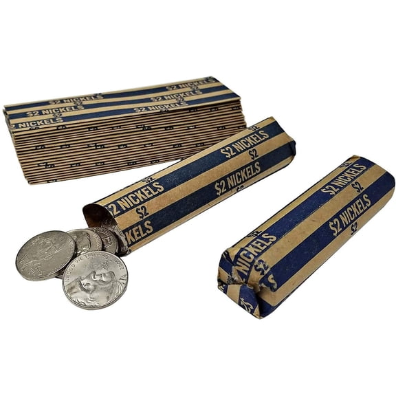 J Mark 1000 Nickels Coin Roll Wrappers, MADE IN USA, J Mark Coin Deposit Slip, Flat Coin Rollers