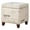 Cream White, variant on COCOKUN Fabric Script Pattern Cube Storage Footstool, Hinged Lid, Solid Wood Legs, 18" Height Ottomans & Storage Ottomans, Cream White