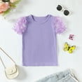thumbnail image 2 of 7T Big Girls Clothes 8T Girls T-shirts Solid Color Round Neck Big Girls Short Sleeve T-shirts Tops Purple, 2 of 6