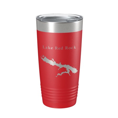 

Lake Red Rock Map Tumbler Travel Mug Insulated Laser Engraved Coffee Cup Iowa 20 oz Red