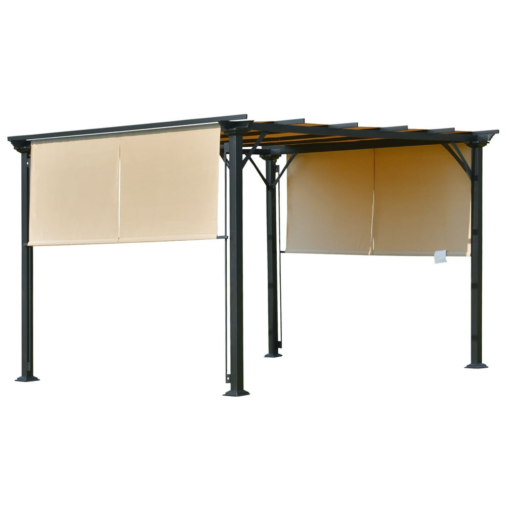 Outsunny 12' x 10' Outdoor Patio Gazebo Pergola with Retractable Canopy