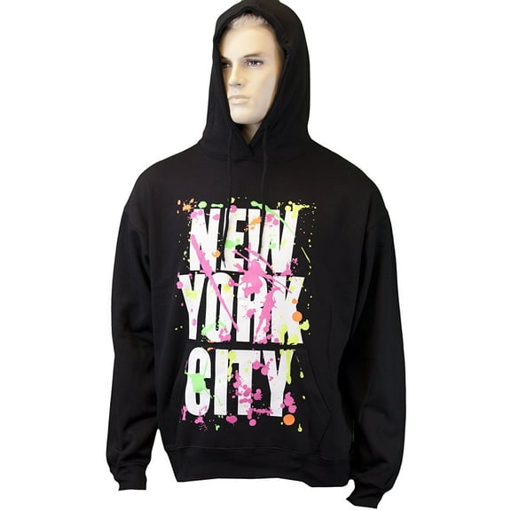New York Paint Splash Hoodie Sweatshirt NY Splatter Black Turquoise Pink Purp...