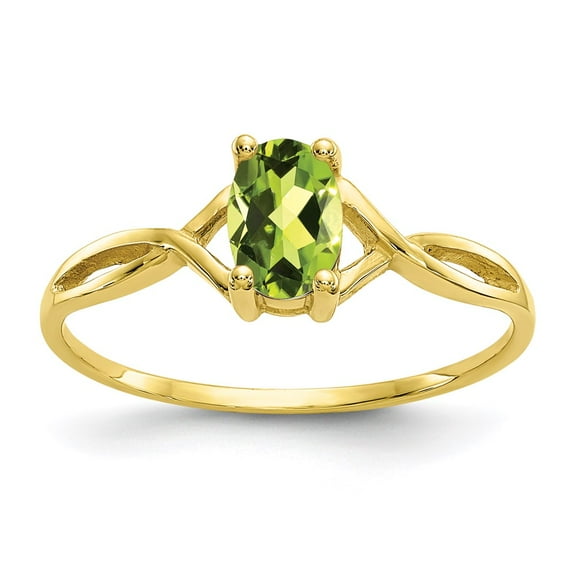 10k Yellow Gold Genuine Peridot Birthstone Ring Fine Jewelry For Women Gifts For Her, Size 7