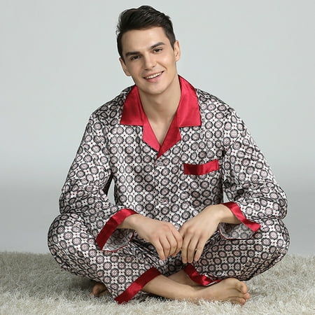 

Men s Silk Pajamas Set Casual Home Service Two-Piece Set
