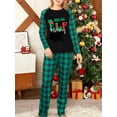 thumbnail image 3 of Elippeo Family Matching Christmas Pajamas, Letter  Elf Boot Print Long-Sleeved Round Neck Tops + Plaid Pattern Trousers Sleepwear, 3 of 10
