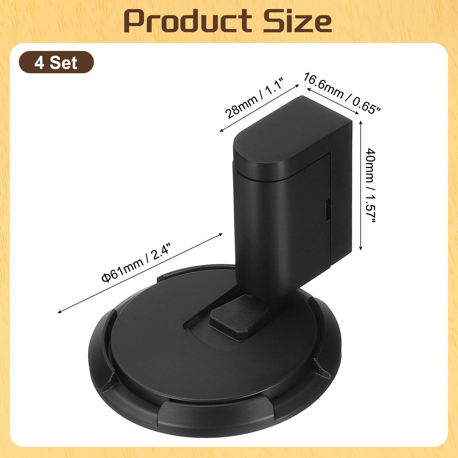 4Pcs Magnetic Door Stopper, Silent Magnetic Floor Door Stop with Adhesive, Black