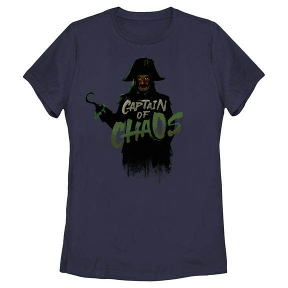 Women's Peter Pan & Wendy Captain Hook Captain of Chaos  Graphic Tee Navy Blue X Large
