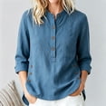 thumbnail image 5 of VBVC Women's 3/4 Sleeve Henley Blouses , Ladies' Mandarin Collar Half Button Shirts , Casual Loose Fit Tunic Tops For Women, S-2XL, 5 of 10