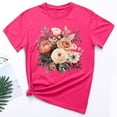 thumbnail image 2 of ICHUANYI Women's Summer Tops Fashion Crewneck Floral Print Short Sleeve T Shirt Casual Loose Shirts New Style, 2 of 3