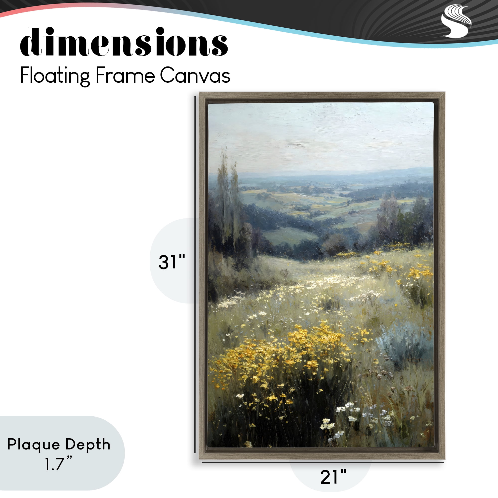 Stupell Industries Sporadic Meadow Flowers Brown Framed Floater Canvas Wall Art, design by Petal Prints Design