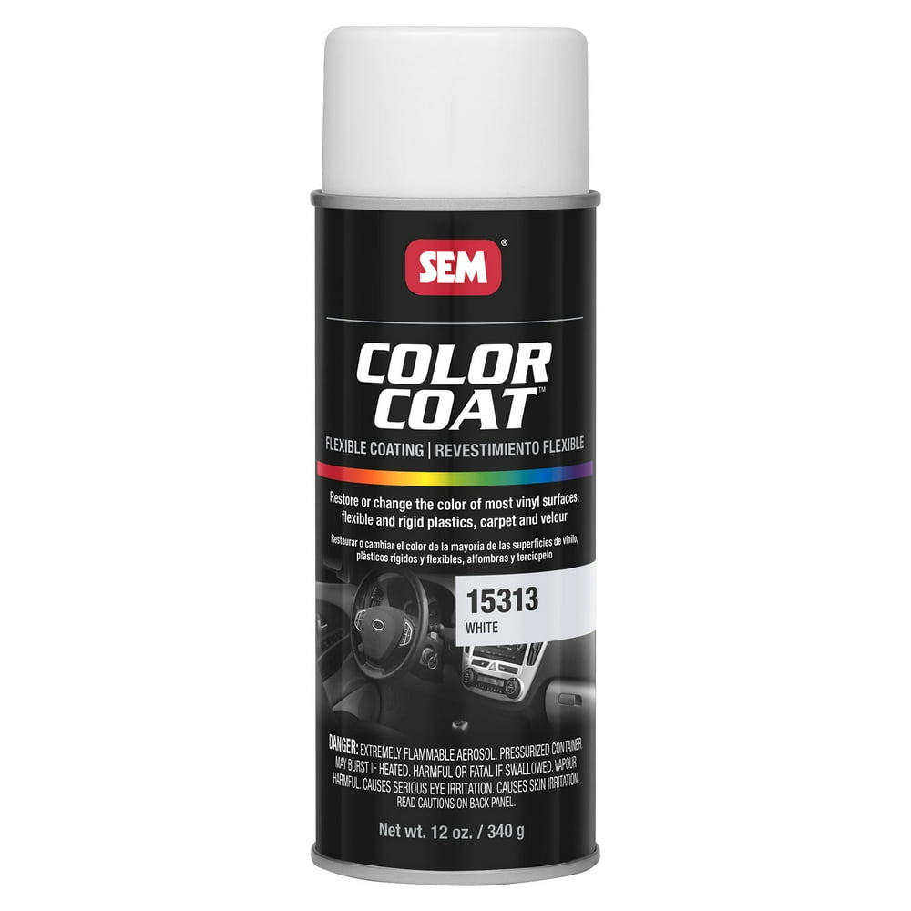 SEM COLOR COAT WHITE Flexible Vinyl Spray Auto Paint 12 oz. SEM 15313