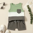 thumbnail image 3 of GYRATEDREAM Toddler Infant Baby Boy Summer Outfits Sleeveless Patchwork Pocket Tank Top and Casual Shorts Set 2 Piece Clothing Set for Gray 6-9M, 3 of 9