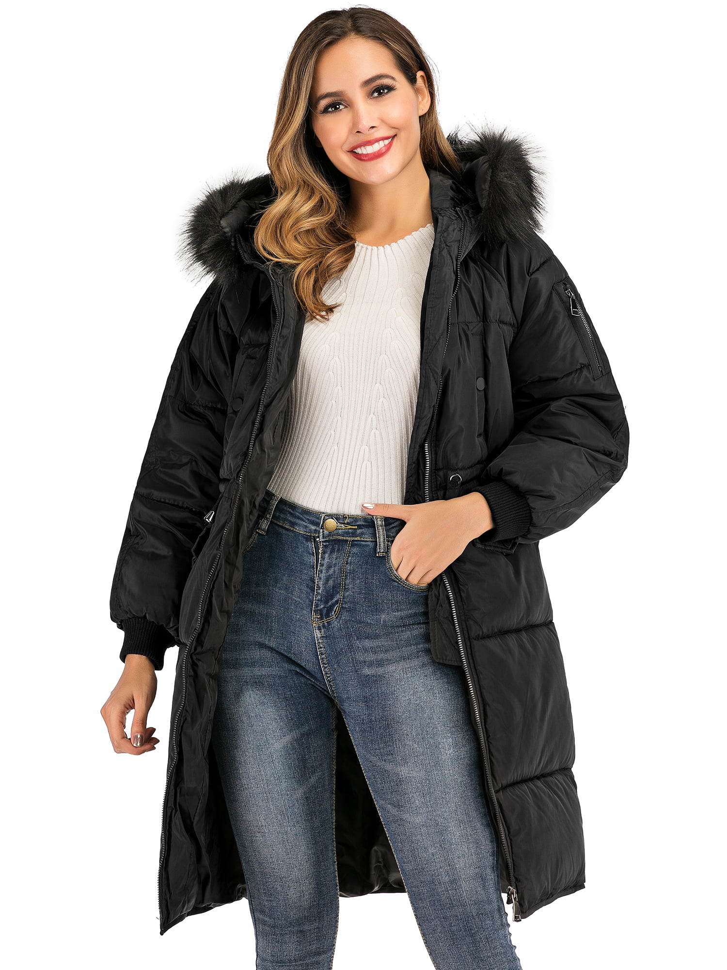 BAG WIZARD - Women's Heavy Puffer Long Coat Thickened Hooded Down ...