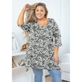 thumbnail image 6 of SHOWMALL Plus Size Tunic Top for women 3/4 Sleeve Blouse Grey Sakura 4X Clothes Swing Top Crewneck Maternity Loose Fitting Clothing Shirt, 6 of 7