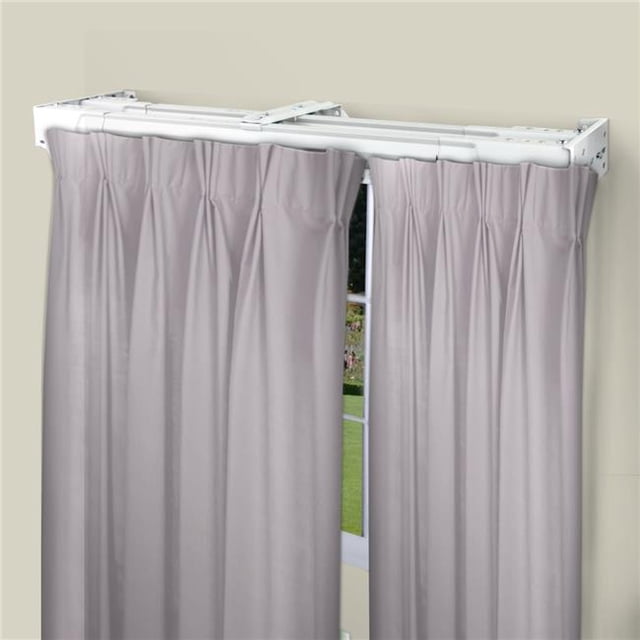 Central Design 3211-661 Tringle Double Traversée Robuste avec Ouverture Centrale de 66 à 120 Pouces, Blanc