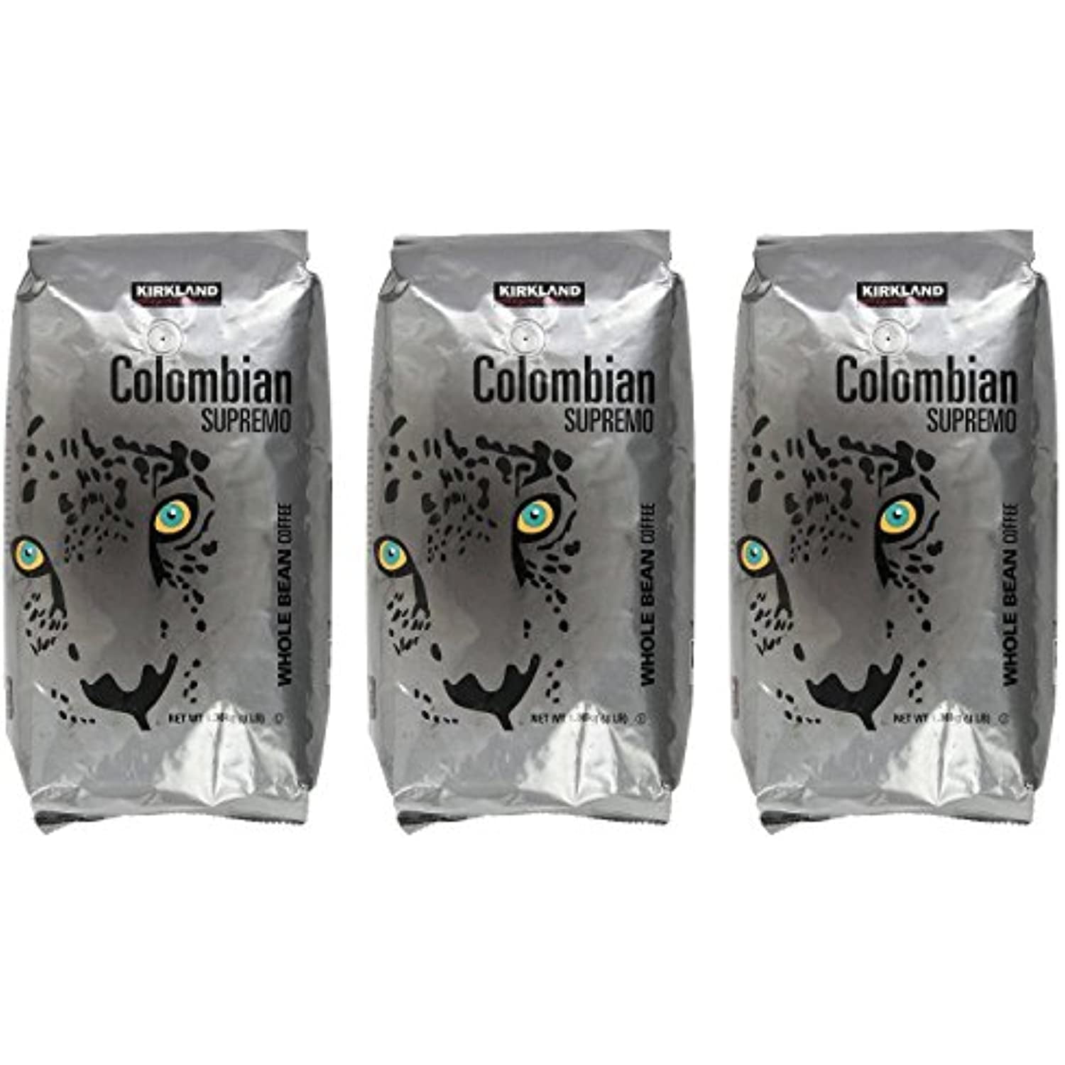 Kirkland Signature Colombian Supremo Whole Bean Coffee, 3 Pound (3 Pack