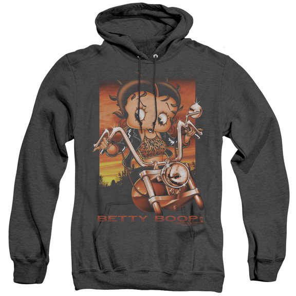 Betty Boop Sunset Rider Adult Heather Hoodie Sweatshirt Black