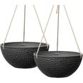 thumbnail image 4 of Hanging Planters for Indoor Plants, Medium Hanging Planters with Drain Holes, Outdoor Hanging Flower Pots, Matte Black, Honeycomb (10 Inch, Set of 2), 4 of 7