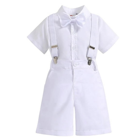 Jamsmile Toddler Boys Outfit Sets Long Sleeve Romper Bodysuit Bow Tie Suspender Pants Hat Gentleman Style Boys Solid Color Outfits Clothes, 18-24 Monthss