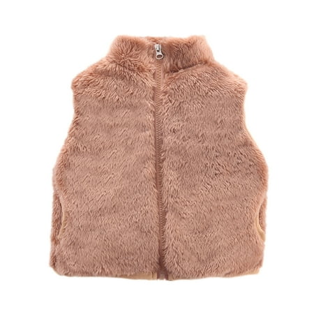 

Baby Kids Boys Girls Sleeveless Jacket Polar Soft Sherpa Fleece Vest Outerwear Zip up Hoodie Coat With Pockets
