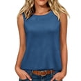 thumbnail image 2 of Omexry Womens Workout Tops Women's Crew Neck Sleeveless Tank Tops Casual Loose Curved Hem Basic Shirts Summer Solid Color Blouses, 2 of 9