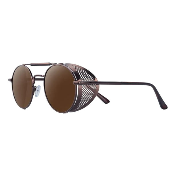 Gafas de retro Steampunk Gafas góticas con protección lateral ligera para unisex Lente Marrón Zulema Gafas de sol Steampunk