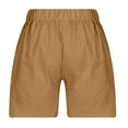 thumbnail image 3 of Sakmal Dressy Casual Shorts Women Yellow Cotton and Linen 6" Mid Rise Beach Shorts with Pockets, 3 of 6