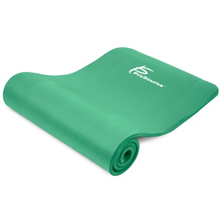 ProSource Extra Thick Yoga and Pilates Mat ½” (13mm), 71-inch Long High Density Exercise Mat with Comfort Foam and Carrying Strap, Green