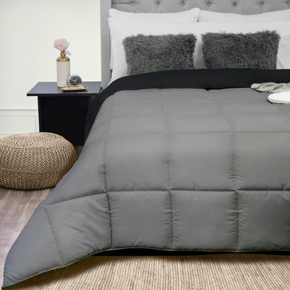 TESSO HOME Edredón Acolchado Extra Grande Hipoalergénico Relleno Suave de Microfibra Down Alternative Ideal para Todo el Año Uso como Edredón o para Funda Duvet IND Negro/Gris