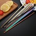 thumbnail image 2 of Oiur 5 Pairs Anti-scalding Chopsticks Color-plated Easy to Use Reusable Rust Proof High-Temperature Resistant Anti-slip Metal Chopsticks for Canteen, 2 of 8