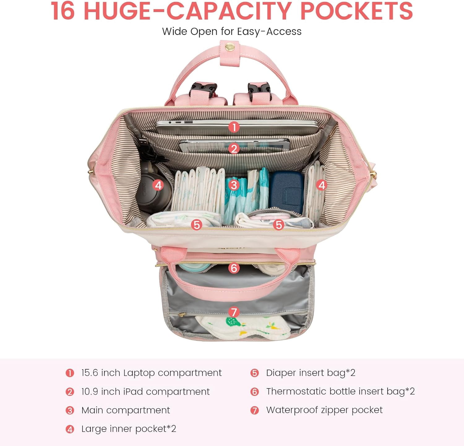Lovevook Diaper Backpack,Large Diaper Bag Mummy Bag for New Mum Daddy,Convenient Work Travel Baby Bag for Office Mummy and Travel Essential Baby Shower
