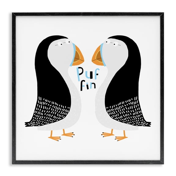 Stupell Industries Contemporary Puffin Bird Duo Black Framed Giclee Art, 12 x 12, by Carla Daly