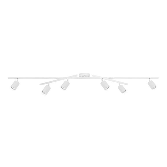 Globe Electric 64" Minimalist 6-Light Matte White Track Light Swivel Bars Pivoting Track Heads