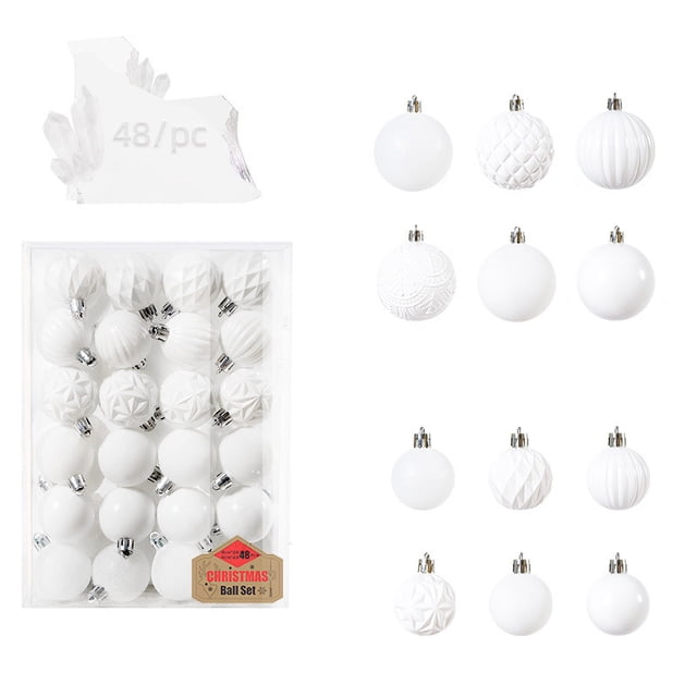 Décorations de Fête 48 Pcs Boules de Noël Décorations d'Arbre de Noël Styles Multiples pour Arbres de Noël Décoration de Fête Boules de Noël Extérieures en Liquidation
