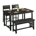 thumbnail image 1 of 4 Piece Dining Table Set with Bench and Chairs, Space Saving Rectangular Kitchen Table with Upholstered Seats, Metal MDF for Apartment Dining Room, Black/Grey/White/Retro, 1 of 8