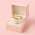 thumbnail image 5 of 7MM Heart Shape Wrap Ring Opal 925 Sterling Silver Gold Plated Women's Valentines Day Gifts Rings, 5 of 7