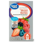 Great Value Sugar-Free Electrolyte Mixed Berries Drink Mix, 0.85 oz, 10 Count
