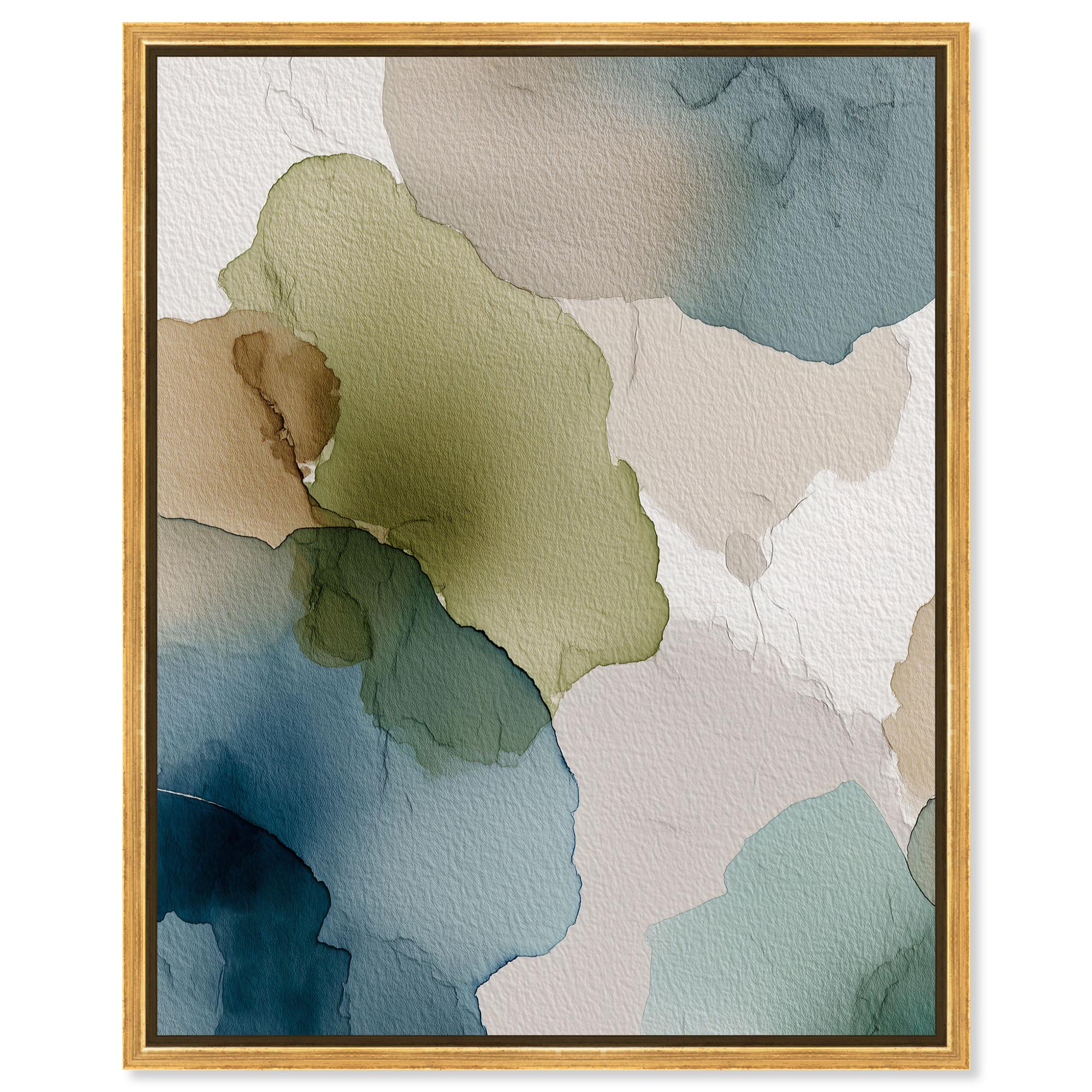 Moss and Mineral Forms III Canvas Print Nature Decor by Art Remedy Gold Frame 16 x 20