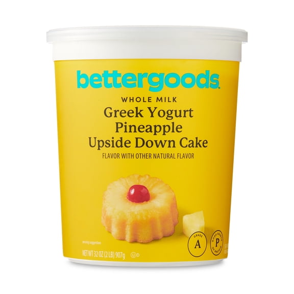 bettergoods Pineapple Upside Down Cake Whole Milk Greek Yogurt, 32 oz Tub