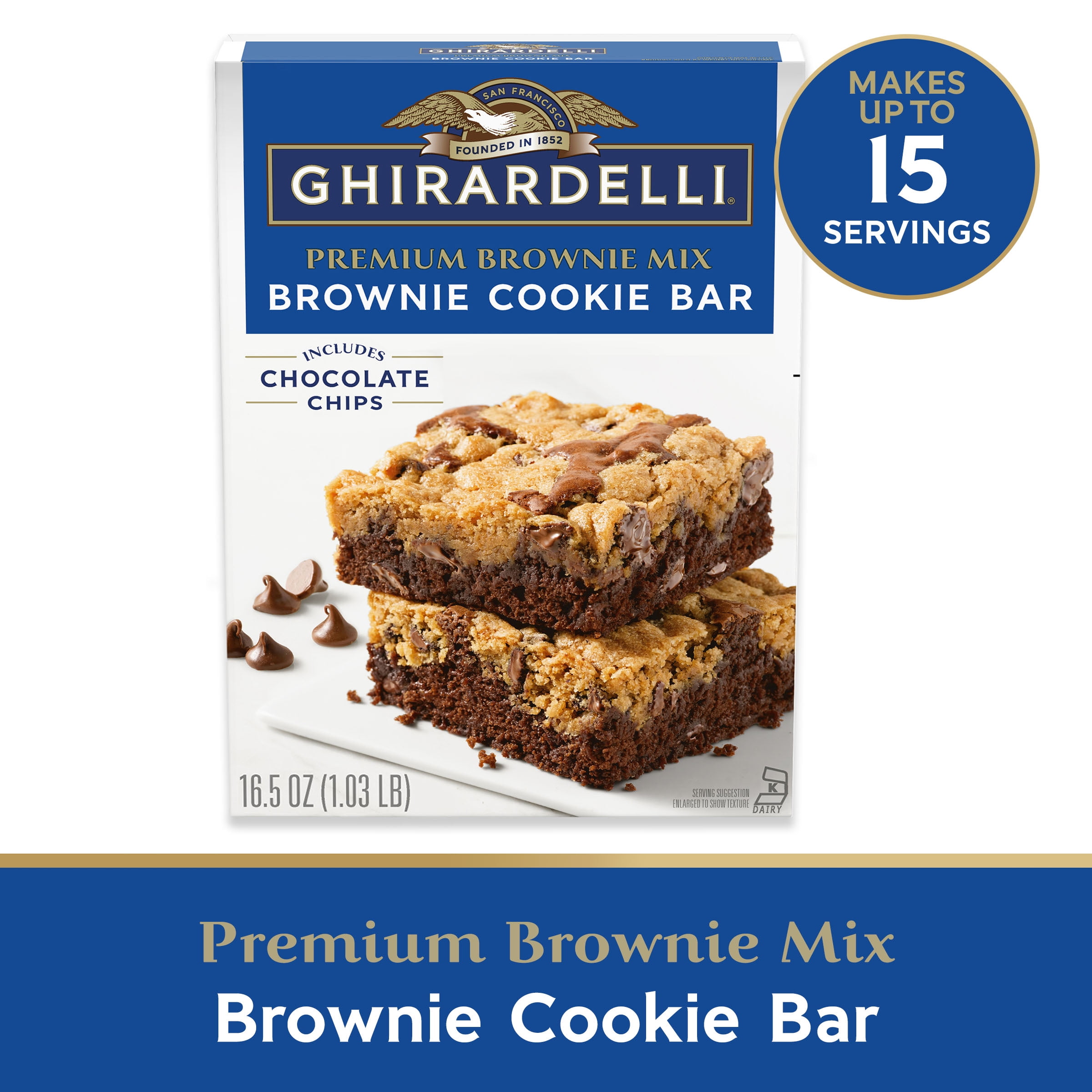 GHIRARDELLI Brownie Cookie Bar, Premium Brownie Mix, 16.5 oz Box