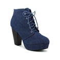 thumbnail image 2 of Women Chunky Heeled Boots High Heel Platform Boots Fashion Chunky Heel Booties High Heel Boots Chunky Heel Round Toe Ankle Boots Lace-Up Punk Style Boots, 2 of 2