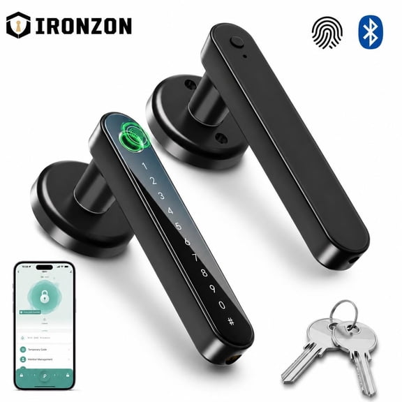IRONZON Fingerprint Door Lock Smart Door Lock with Keypad Keyless Entry Door Lock with Handle for Home Hotel Office Apartment Bedroom