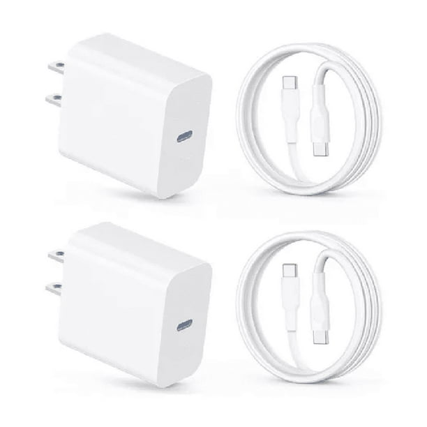 2 Piezas Cargador Tipo C Carga Rápida Pd 20w Con Cable C A C 1m 1hora Compatible Con iPhone 15 Samsung Xiaomi BLANCO