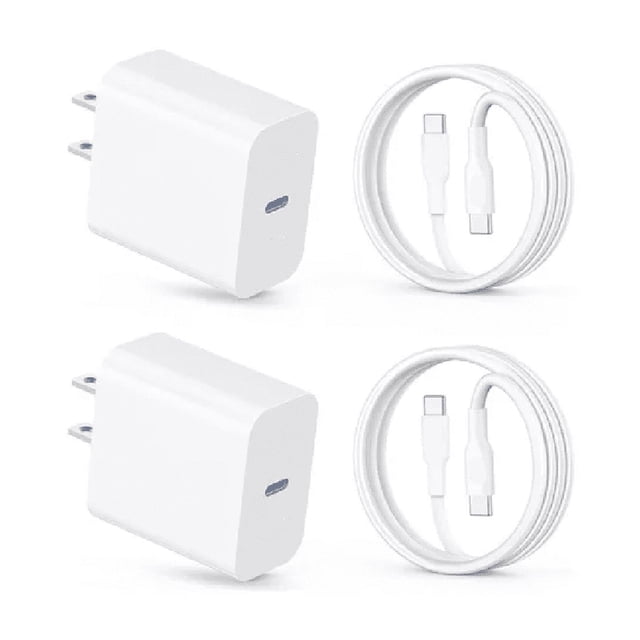 2 Piezas Cargador Tipo C Carga Rápida Pd 20w Con Cable C A C 1m 1hora Compatible Con iPhone 15 Samsung Xiaomi BLANCO
