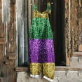 thumbnail image 2 of Lorytime Mardi Gras Jumpsuits for Women Glitter Carnival Overalls Sleeveless Adjustable Straps Vacation Romper Clothes, 2 of 5