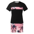thumbnail image 5 of UVEASISHA Short Sets for Men 2 Piece Outfits Hawaiian Beach Set Tropical Short Sleeve T Shirt and Shorts Black XL, 5 of 5